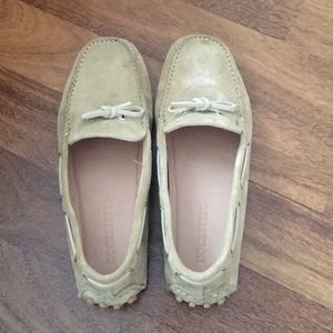 Suede beige khaki boat shoes loafers men 39 NEW